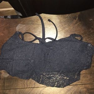 Black Lace Bandeau Bikini Top